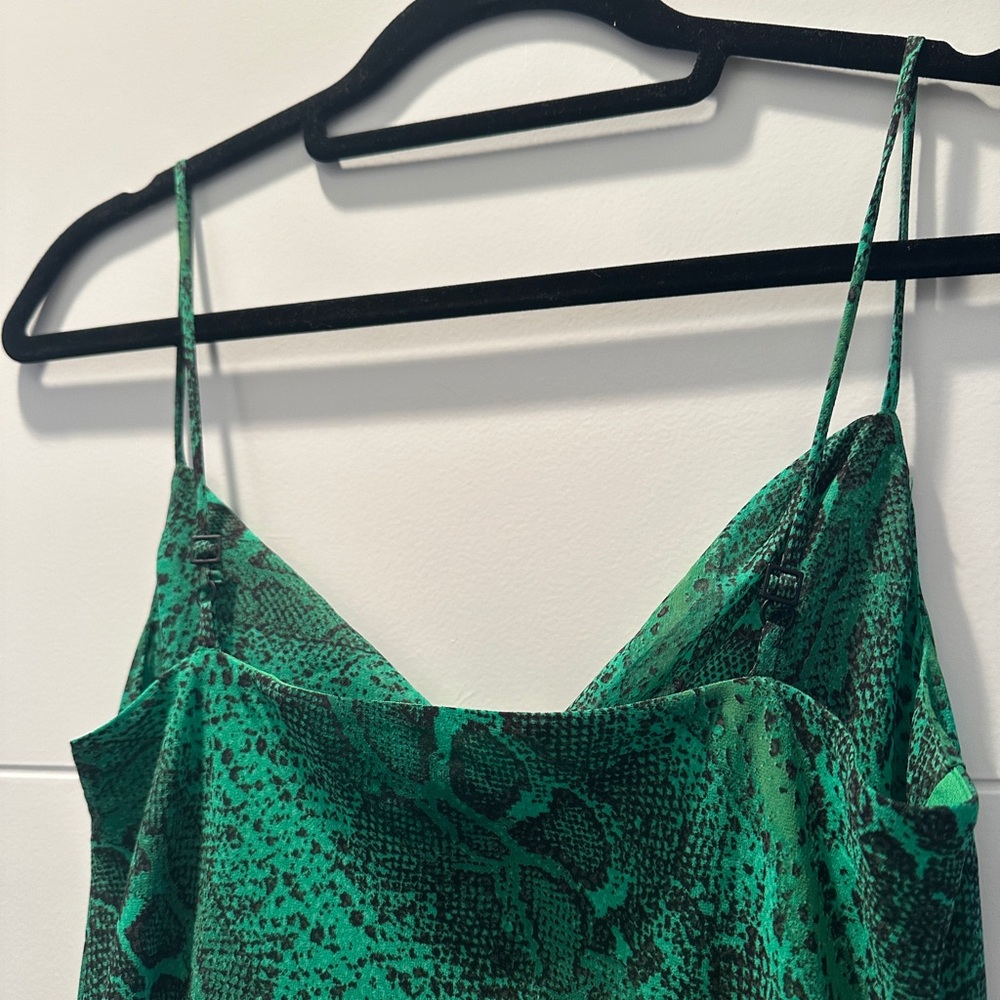 NBD Revolve Maisie Green Snakeskin Cowl Neck Mini Dress | Size S - Picture 11 of 14